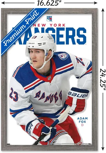 Vista 3 de Trends International NHL New York Rangers - Póster de pared de la serie 23 de Adam Fox, 22.4 pulgadas de largo x 14.7 pulgadas, versión enmarcada