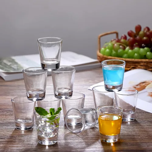 Vista 3 de Geosar 100 vasos cortos transparentes a granel de 1.5 onzas, mini vasos redondos de chupito, base pesada, vasos de vidrio pequeños para bodas, agua