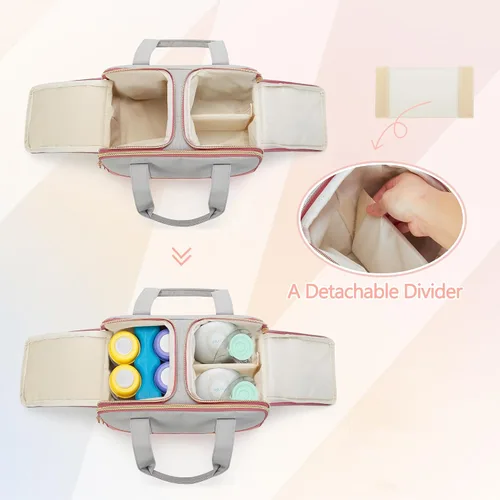 Vista 3 de Damero Bolsa de extractor de leche portátil con divisor desmontable, solo bolsa Wearable Pump Bag Compatible with Elvie, Willow, Momcozy, Most