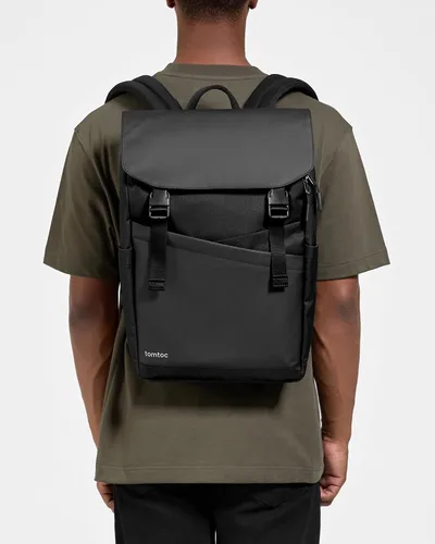Vista 2 de tomtoc Mochila con solapa para laptop con compartimento acolchado para trabajo, viajes, 18L Lightweight, Water-Resistant Casual College Daypack