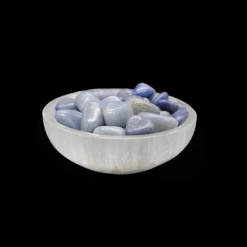Vista 11 de Soul Sticks Cuenco de selenita relleno de 4 pulgadas con piedra semicristal y curativa, cuenco decorativo de selenita pura, carga de cristal de 7