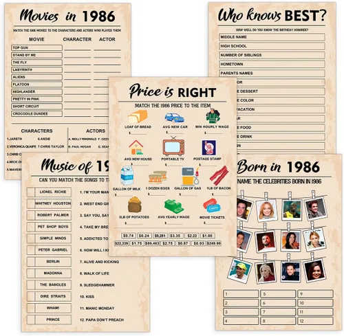 Vista 20 de QUPT Juegos de Fiesta de 30 Cumpleaños, Conjunto de 2 Actividades para 15 Invitados, Paquete de Juegos Nacidos en 1996, Suministros de Fiesta