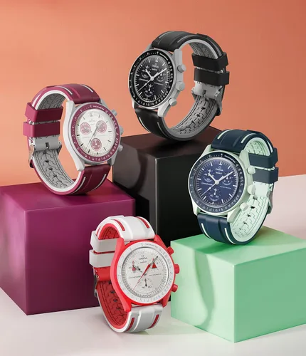 Vista 8 de Correas para reloj Moonswatch, correa de silicona suave compatible con reloj Omega x Swatch MoonSwatch Speedmaster de 0.78 pulgadas, correa