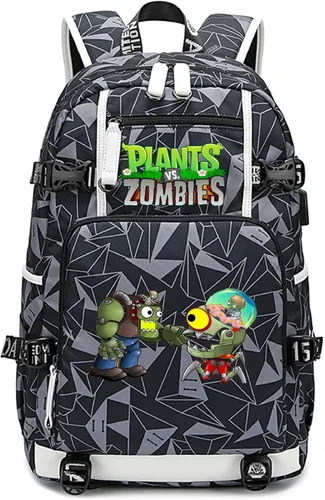 Vista 9 de ISaikoy Game Plants vs. Zombies - Mochila de hombro para libros, mochila escolar, color gris, Gris 15, Mochilas Daypack