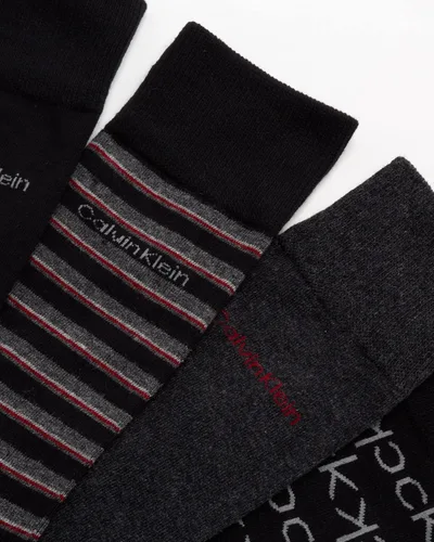 Vista 5 de Calvin Klein Calcetines de vestir para hombre - Calcetines estampados de mezcla de algodón (4 pares)
