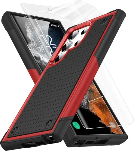 Vista 8 de Jeylly Funda para Samsung Galaxy S10 Plus S10+, ajuste delgado, doble capa, resistente, absorción de golpes, TPU con carcasa trasera de Negro