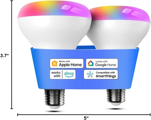 Vista 10 de Meross Bombilla inteligente, bombillas LED BR30 con WiFi de inundación compatibles con Apple HomeKit, Alexa, Google Assistant y SmartThings