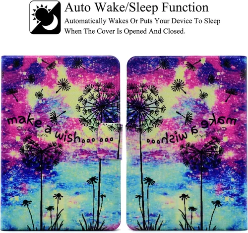 Vista 2 de Funda para Kindle Fire HDX7, ultraligera de piel sintética con función de encendido y apagado automático inteligente, funda delgada con ranura