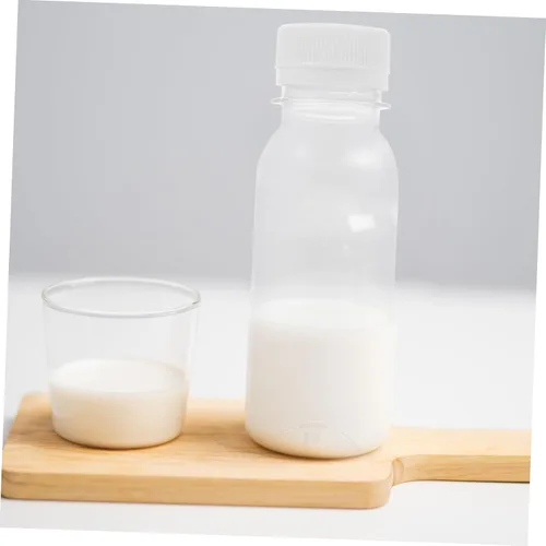 Vista 7 de Angoily 6pcs botellas de plástico pequeñas botellas de leche vacías reutilizables para almacenamiento de jugo