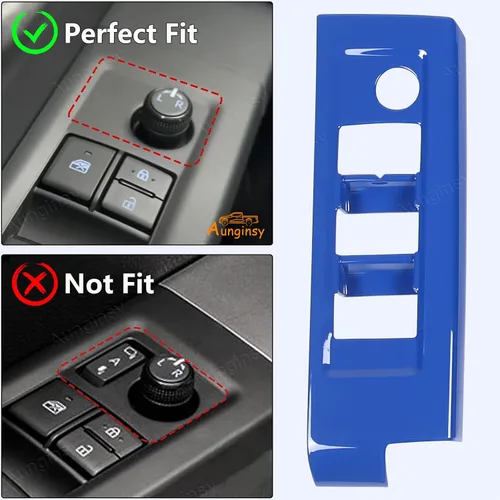 Vista 2 de Aunginsy Cubierta de Panel de Moldura de Botón de Elevación de Vidrio para Puerta de Automóvil Compatible con Toyota Tundra/Sequoia 2022-2025