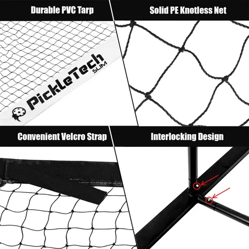 Vista 3 de PICKLETECH 4.0 Slim Version Portable Pickleball Nets Outdoor Game 22 FT Pickleball Net-USAPA Regulation Size-Pickle Ball Net System with Carrying