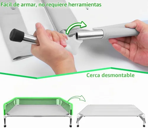 Vista 4 de Makerfire Cama elevada para perro, sofá cama elevada para perros medianos, cuna refrescante desmontable para interiores y exteriores, con patas