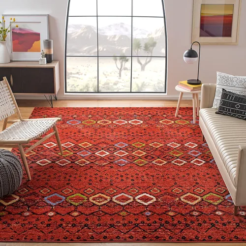 Vista 11 de SAFAVIEH Amsterdam Collection Alfombra Decorativa - 2.3 pies x 4 pies, Negro & Multi, Diseño Marroquí Bohemio, Sin Desprendimiento y Fácil Cuidado