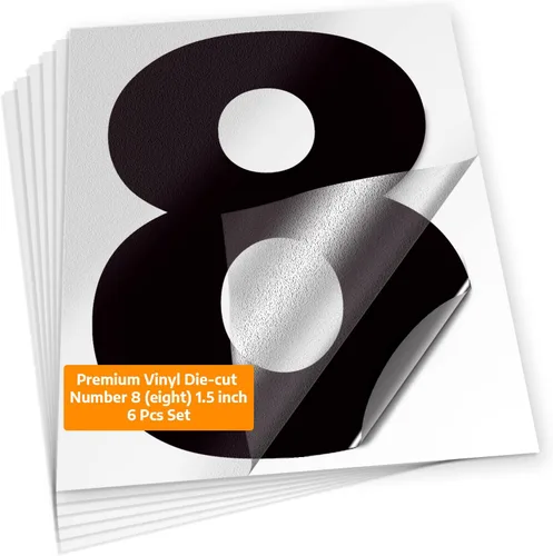 Vista 64 de iSYFIX Calcomanías de vinilo negro con el número 7 (siete), paquete de 6 calcomanías autoadhesivas de 7 pulgadas, calcomanías troqueladas y Negro
