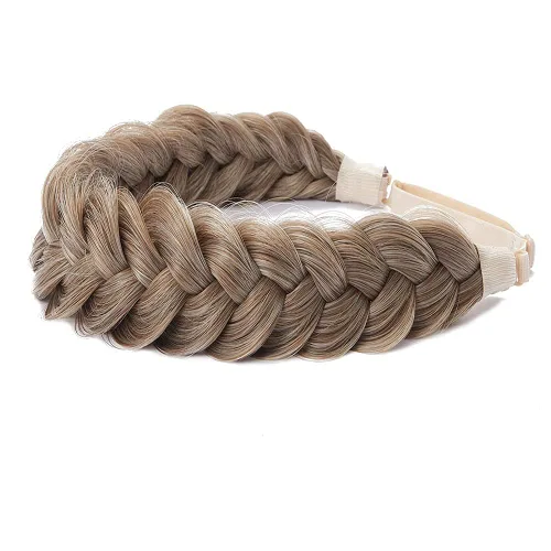 Vista 16 de Diadema trenzada sintética clásica de cabello con hebras anchas para boda, trenzas esponjosas desordenadas, banda para peluca, accesorio de belleza