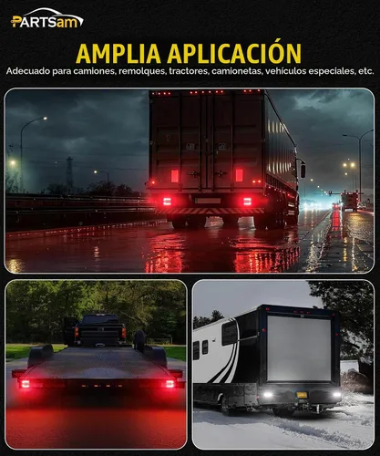 Vista 6 de Partsam Kit de luces LED inalámbricas para remolque, luces traseras de remolque con soporte de metal, enchufe de 7 pines para camiones remolques