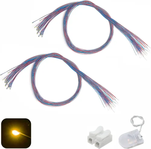 Vista 16 de 50 piezas pre-cableadas micro LED pre-soldadas 0402 SMD LED con accesorios de montaje para la construcción de modelos principiantes