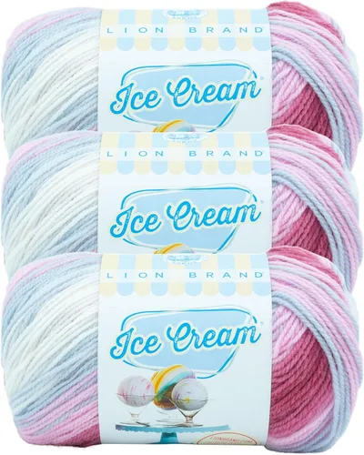 Vista 15 de Lion Brand Yarn, Hilo para Bebé Ice Cream para tejer, ganchillo y manualidades, Baseball Nut, 1 paquete, fibra acrílica colorida de peso DK
