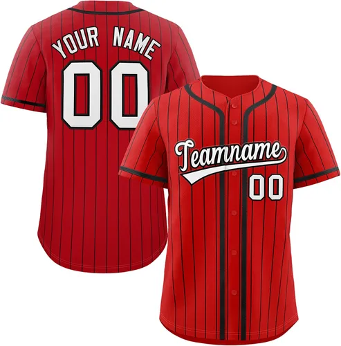 Vista 26 de Camiseta de béisbol de rayas finas personalizada hipster hip hop, camisetas deportivas con nombre y número del equipo personalizado para hombres