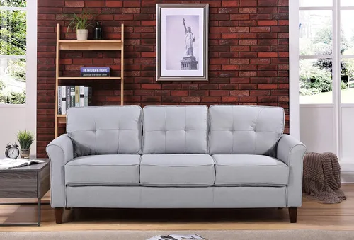 Vista 12 de Container Furniture Direct Kouchouk - Muebles de sala de estar de terciopelo cómodos de tres plazas, sofá moderno de mediados de siglo, sofá biplaza