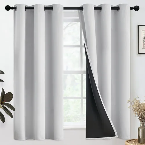 Vista 23 de SimpleHome - Cortinas opacas 100% para recámara, cortinas de ventana con ojales beige, con aislamiento térmico, cortinas de oscurecimiento