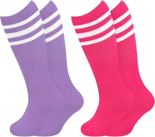 Vista 4 de Calcetines de fútbol para niños, calcetines de fútbol para niñas, calcetines de fútbol para niños, calcetines de tubo con rayas para niños pequeños
