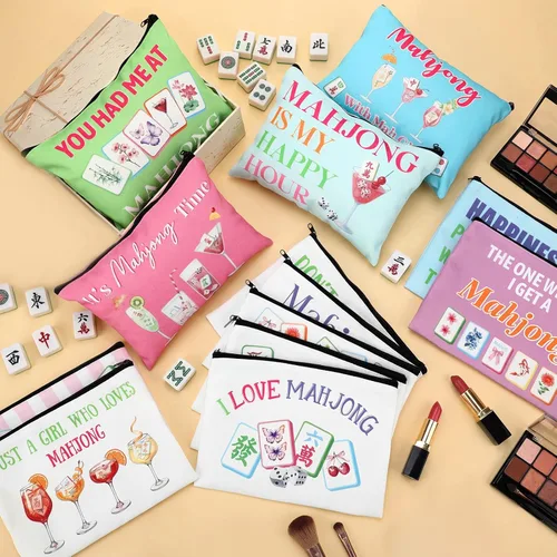 Vista 6 de 16 bolsas de maquillaje Mahjong regalo para mujeres, estilos 3