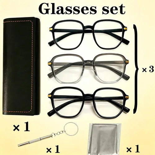 Vista 8 de 3 Pack Blue Light Glasses for Men,UV400 Protection for Eye Strain Relief, Chunky Blue Light Blocking Glasses with TR90