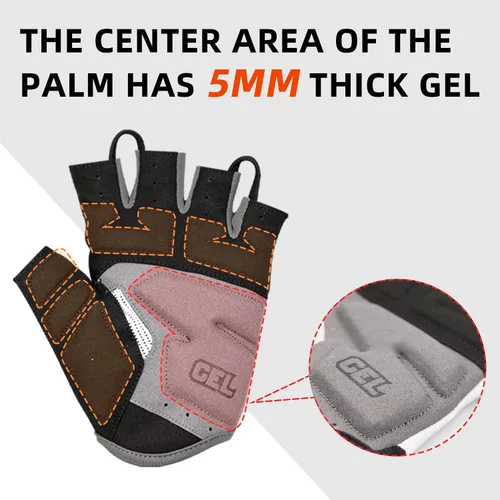Vista 3 de Darevie Guantes de ciclismo MTB de 0.197in con relleno de gel, guantes de bicicleta de medio dedo, guantes de bicicleta antideslizantes