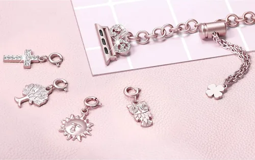 Vista 4 de Secbolt Dijes compatibles con Apple Watch pulsera para mujer, Diamante de imitación