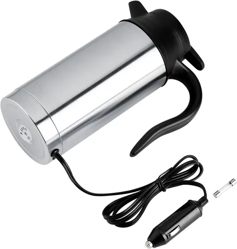 Vista 9 de Hervidor eléctrico para coche, hervidor eléctrico de acero inoxidable de 12 V, 25.4 fl oz, taza de calefacción de coche, taza de café, taza