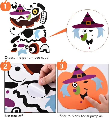 Vista 4 de Sumind Kit de manualidades de calabaza de Halloween, 32 piezas, calcomanías