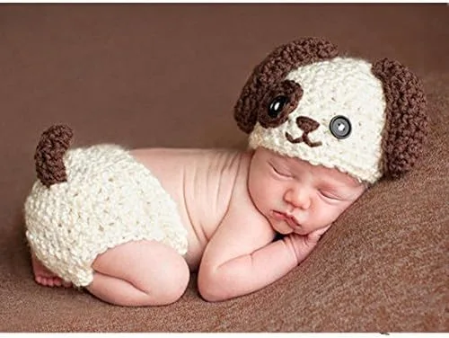 Vista 2 de Vemonllas Accesorios de fotografía para recién nacidos gorro de punto de ganchillo gorro y pantalones accesorios para fotos de bebé disfraces
