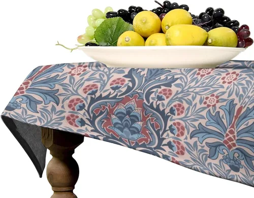 Vista 185 de Mantel Floral Retro de Pájaros, Diseño Original Bohemio William Morris Estampado Cubierta de Mesa para Hogar Picnic Fiesta Comedor Cocina William