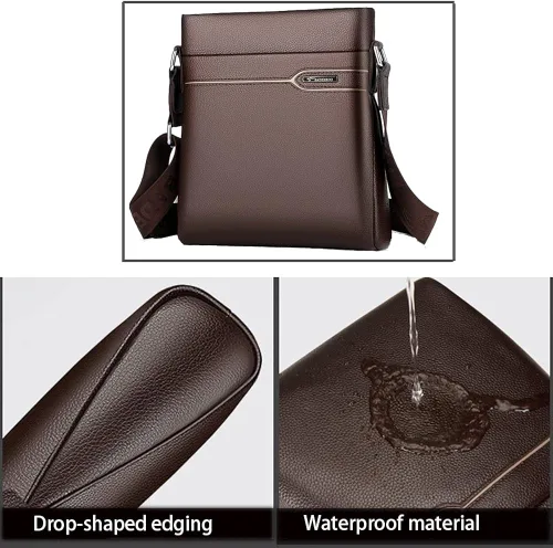 Vista 4 de Men's Leather Shoulder Bag, Men Purse Messenger Bag Business Shoulder Bag Crossbody Briefcase