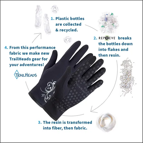 Vista 6 de TrailHeads Women's Touchscreen Gloves, Cold Weather Running Gear 4-Way Stretch Fabric, Silicone Palm Grips, Made From Recycled Materials, Designed