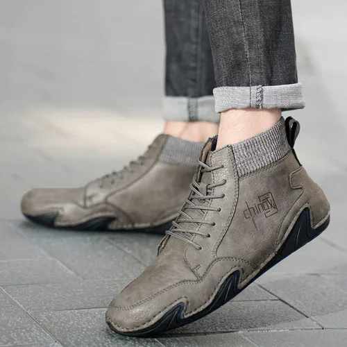Vista 2 de Zapatillas de deporte de ancho ancho para hombre, zapatos deportivos con banda elástica alta, zapatos deportivos de moda, zapatos casuales