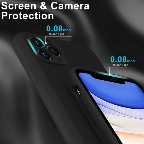 Vista 5 de DEENAKIN Funda de silicona compatible con iPhone 11 Pro con protector de pantalla, mejora la protección de la cámara, suave, flexible, delgada, a