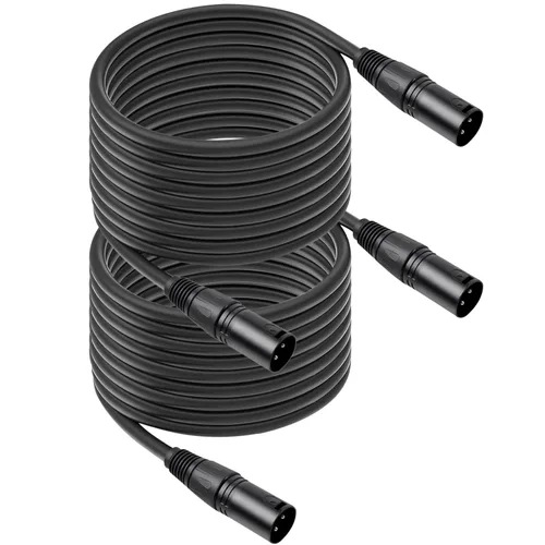 Vista 10 de Paquete de 2 cables de micrófono XLR macho a macho de 3 pines, cable de audio equilibrado profesional con cobre sin oxígeno, conectores chapados