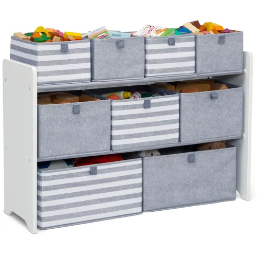 Vista 4 de Delta Children GapKids Deluxe Toy Organizer MySize Deluxe Toy Box - Gris/Blanco y Blanco Bianca