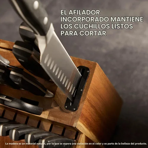 Vista 3 de Chicago Cutlery Insignia Triple Rivet Poly (18 piezas) Juego de bloques de cuchillos de cocina con bloque de madera y afilador integrado, mangos