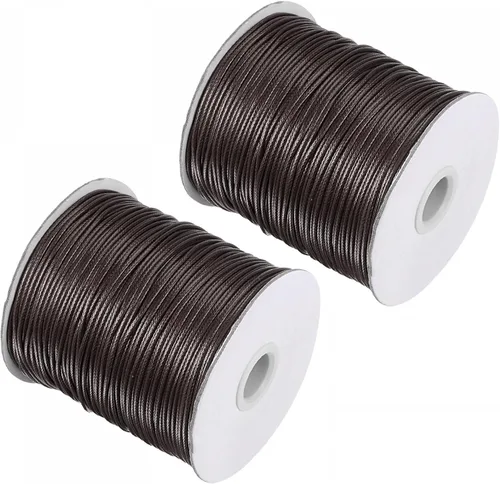 Vista 10 de uxcell 2 cuerdas de poliéster encerado de 0.047 in, 518.4 ft (172 yardas), hilo de cuentas para hacer joyas, pulseras, collares, tejer, color negro