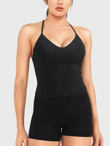 Vista 4 de YEOREO CoreFlex Impact Halter - Camiseta sin mangas para mujer Negro
