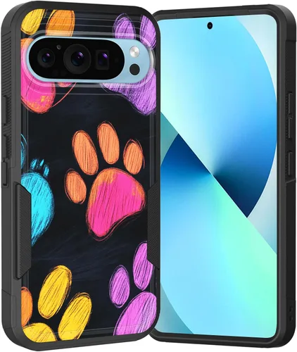 Vista 144 de Funda para Pixel 6A, Híbrida de Doble Capa de Servicio Pesado Resistente a Prueba de Golpes PC Duro + Funda Protectora de Silicona Suave para Google
