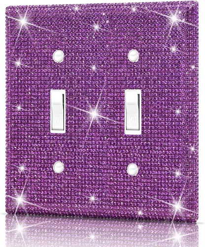 Vista 8 de Dengduoduo Placas de pared, cubierta decorativa para interruptor de luz, cubiertas decorativas de tomacorrientes, diamantes de imitación plateados