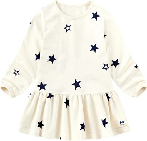 Vista 3 de CuteMe Conjunto de ropa para niñas pequeñas, con estampado de estrellas, manga larga y pantalones, 2 piezas