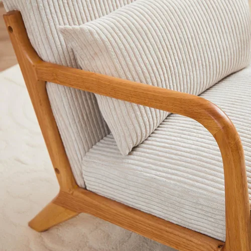 Vista 5 de Ball & Cast Silla de sala de estar con almohada, sillón moderno de mediados de siglo con marco de madera maciza y respaldo extra grueso, silla