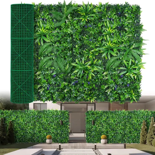 Vista 17 de Yangrass Paneles de Pared de Césped, 40"x120" (33.33 pies cuadrados) Rollo de Seto de Boj Artificial Pantalla de Privacidad, Decoración de Pared