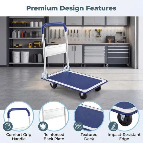 Vista 7 de Goplus Carro plegable de la plataforma 330LBS Rolling Flatbed Cart Hand Platform Truck Push Dolly para cargar