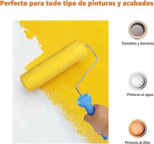 Vista 4 de Cubiertas de rodillo de pintura de microfibra Amazon Basics, para acabado suave, 9 x 3/8 pulgadas, paquete de 6